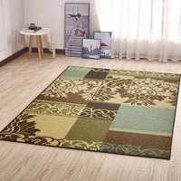 Damask Brown Green Beige Non Skid Area Rugs