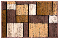 Contemporary Box Pattern Modern Brown Tan White Area Rug