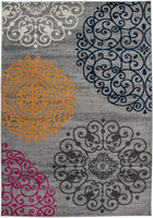 Contemporary Modern Floral Area Rug  Black