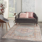 Grey Magenta Distressed Persian Area Rugs