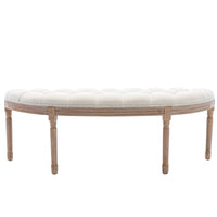 AOOLIVE Half Moon French Vintage Bench with Padded Seat,Beige