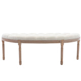 AOOLIVE Half Moon French Vintage Bench with Padded Seat,Beige