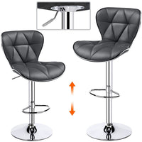 Adjustable Midback Faux Leather Bar Stool, Set of 2
