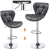 Adjustable Midback Faux Leather Bar Stool, Set of 2