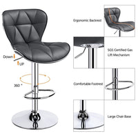 Adjustable Midback Faux Leather Bar Stool, Set of 2
