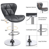 Adjustable Midback Faux Leather Bar Stool, Set of 2