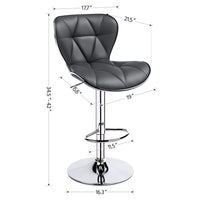 Adjustable Midback Faux Leather Bar Stool, Set of 2