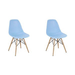 Adult Eiffel Style Plastic Dining Chair With Wooden base (set of Two)