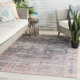 Carty Indoor/Outdoor Oriental Blue and Light Pink Soft Area Rug