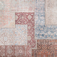 Carty Indoor/Outdoor Oriental Blue and Light Pink Soft Area Rug