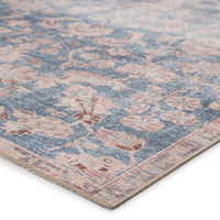 Carty Indoor/Outdoor Oriental Blue and Light Pink Soft Area Rug