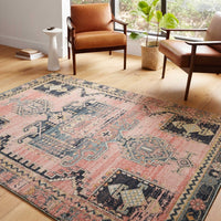 Luxe Rose Antiqued Distressed Area Rug