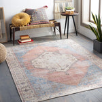 Persian Medallion Printed Machine Washable Area Soft Rug