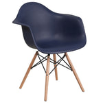Alonza Series Moss Gray Plastic Chair with Wooden Legs - Orange