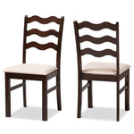 Amara Mid-Century Modern 2-Piece Dark Brown Wood Dining Chair Set