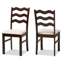 Amara Mid-Century Modern 2-Piece Dark Brown Wood Dining Chair Set