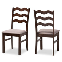 Amara Mid-Century Modern 2-Piece Dark Brown Wood Dining Chair Set