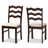 Amara Mid-Century Modern 2-Piece Dark Brown Wood Dining Chair Set