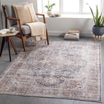 Traditional Medallion Machine Washable Area Soft Rug