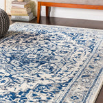 Traditional Navy Pale Blue Gray white Area Rugs