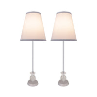Aspen Creative 2 Pack Set - 30" High Metal & Crystal Table Lamp Chrome Finish and Hardback Empire Lamp Shade Off White 10" Wide