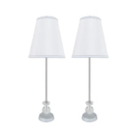 Aspen Creative 2 Pack Set - 30" High Metal & Crystal Table Lamp Chrome Finish and Hardback Empire Lamp Shade Off White 10" Wide