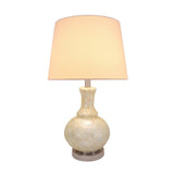 Aspen Creative 26" High Transitional Shell Table Lamp with Hardback Empire Lamp Shade in White, 14" wide