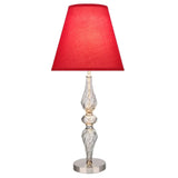 Aspen Creative 29" High Metal & Glass Table Lamp, Smoke Colored Glass with Hardback Empire Shaped Lamp Shade in Red, 13" Wide
