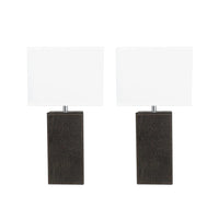 Aspen Creative Two Pack Set 21-1/4" High Brown Faux Leather Table lamp and Hardback Rectangular Shaped Lamp Shade Off White