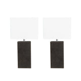 Aspen Creative Two Pack Set 21-1/4" High Brown Faux Leather Table lamp and Hardback Rectangular Shaped Lamp Shade Off White