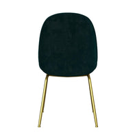 Astor Upholstered Dining Chair, Green Velvet with Brass Metal Leg