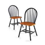 Autumn Lane Windsor Solid Wood Chairs, Set of 2, Black and Oak