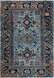 Oriental Persian Area Rug,  Square Light Blue/Black