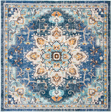 Boho Chic Medallion Distressed Soft Area Rug, Blue / Light Blue