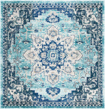 Boho Chic Medallion Distressed Soft Area Rug, Teal / Navy