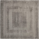 Grey Box Border Textured Thick Plush Shag Area Rug