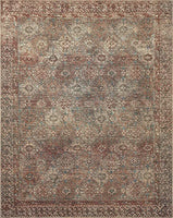 Amber Lewis x Loloi Billie Collection BIL-01 Ink / Salmon, Traditional 7'-6" x 9'-6" Area Rug