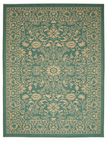 Teal / Beige Floral Area Rugs Non-Slip/ No Skid