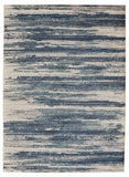 Stripes Design Ivory/Navy/Teal Area Rugs