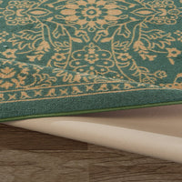 Teal / Beige Floral Area Rugs Non-Slip/ No Skid