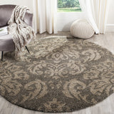 Damask Plush 1.2-inch Thick  Shag Area Rug, Smoke / Beige