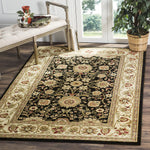 Lyndhurst Collection  Traditional Oriental Non-Shedding Stain Resistant Living Room Bedroom Soft Area Rug Black / Ivory