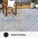 Dahlia Blue Grey Indoor/Outdoor Area Rug - UV/Weather Resistant