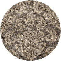 Damask Plush 1.2-inch Thick  Shag Area Rug, Smoke / Beige