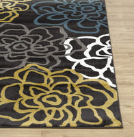 Floral Gray/Grey Yellow Blue Area Rug