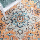 Boho Chic Medallion Distressed Soft Area Rug, Orange / Teal