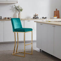 BELLEZE Hutton Dining Chair/Bar Stools Velvet Gold Metal Leg, 6 Colors