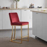 BELLEZE Hutton Dining Chair/Bar Stools Velvet Gold Metal Leg, 6 Colors