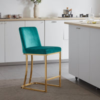 BELLEZE Hutton Dining Chair/Bar Stools Velvet Gold Metal Leg, 6 Colors
