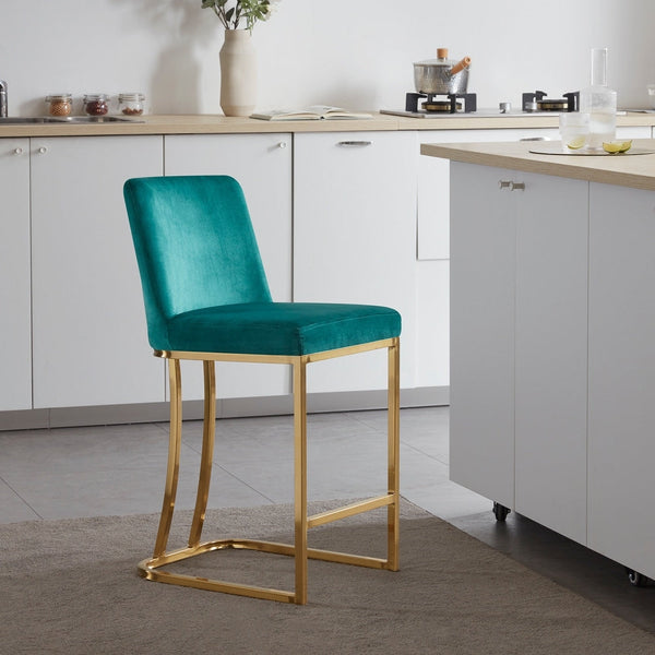 BELLEZE Hutton Dining Chair/Bar Stools Velvet Gold Metal Leg, 6 Colors